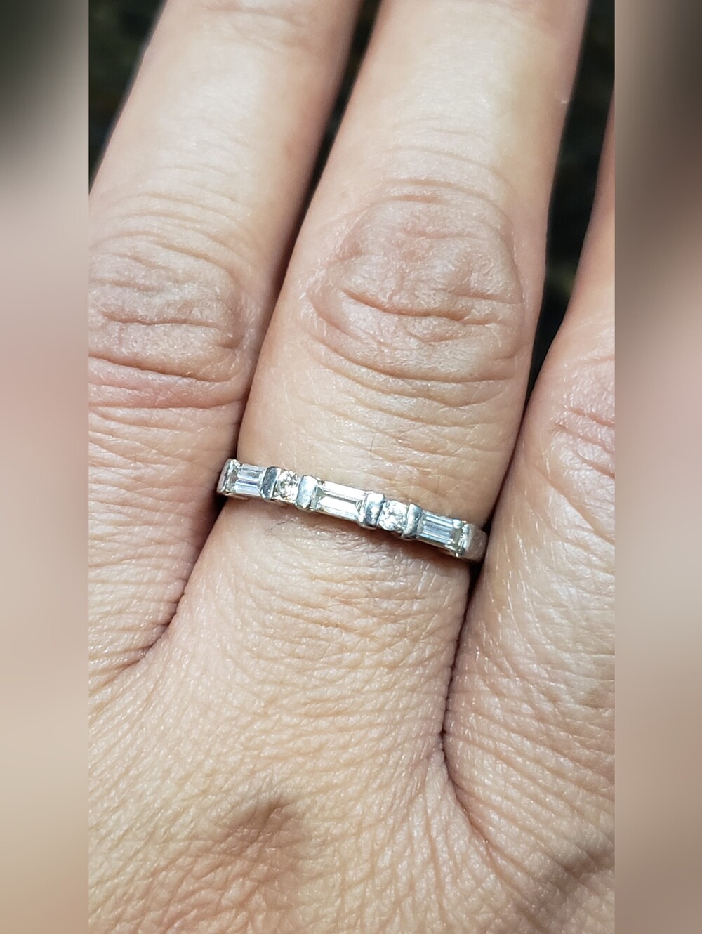 925 Sterling Silver Baguette & Round CZ Ring Size 8.5